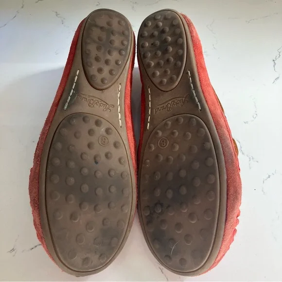 Lucky Brand Abelle 2 Wmns 8 M Suede Red Orange Moccasin Driving Loafer Boat Shoe - Picture 9 of 16